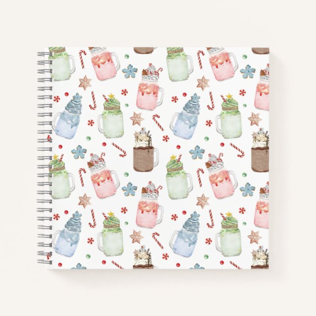 Mason Jar Milkshakes Candy Canes Christmas Recipe Notebook (Front)