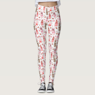 Mason Jar Milkshakes Valentine Pattern Leggings