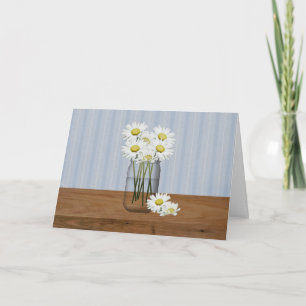 Mason Jar Of Daisies Birthday Card