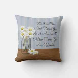 Mason Jar Of Daisies Mother's Day  Cushion