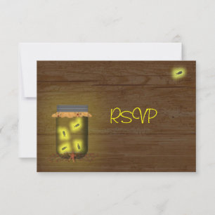 Mason Jar Of Fireflies Reception RSVP Invitation