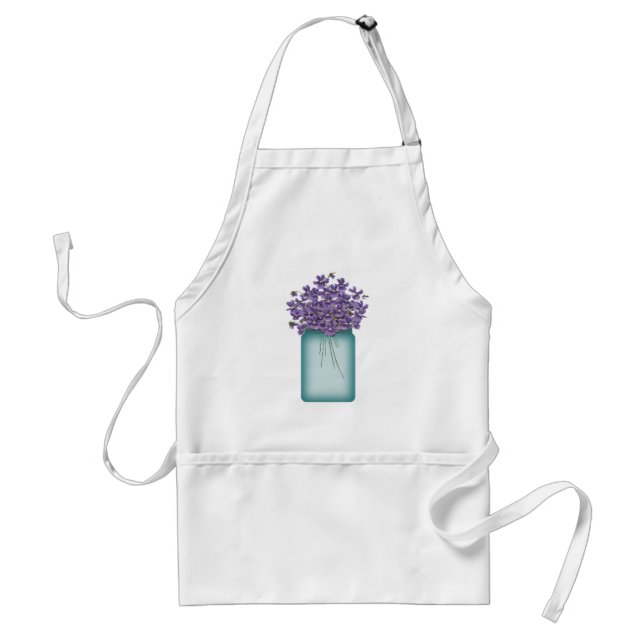 Mason Jar Of Violets Apron (Front)