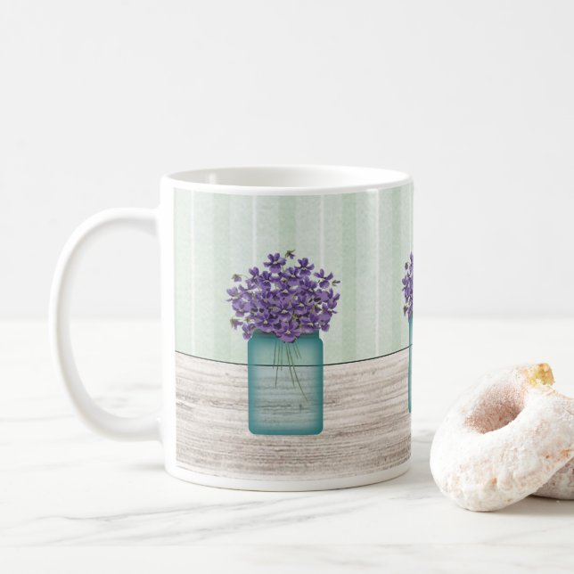 Mason Jar Of Violets  Mug (With Donut)