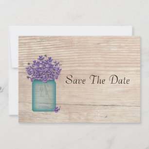 Mason Jar Of Violets Save The Date