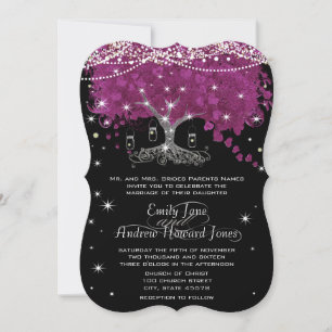 Mason Jar Orchid Evening Heart Leaf Tree Invitation
