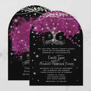 Mason Jar Orchid Evening Heart Leaf Tree Invitation