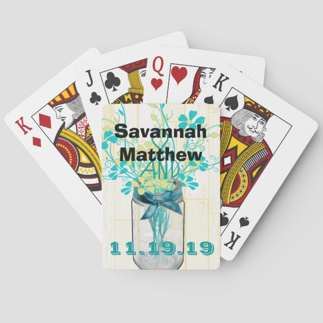 Mason Jar Personalised Wedding Playing Card Gifts (Back)