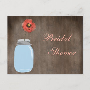 Mason Jar & Poppy Rustic Bridal Shower Invitation