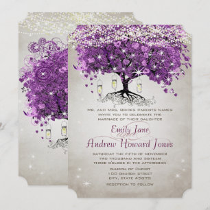 Mason Jar Radiant Purple Wedding Invitation