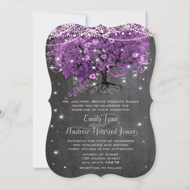 Mason Jar Radiant Purple Wedding Invitation (Front)