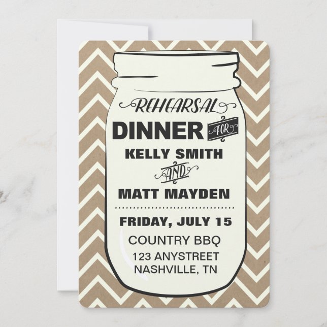 Mason Jar Rehearsal Dinner Invitation (Front)