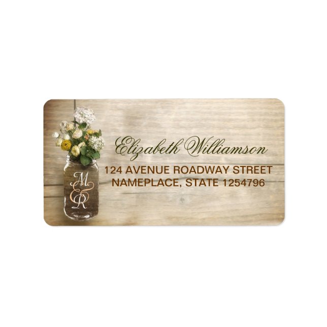 mason jar rustic address labels for weddings (Front)
