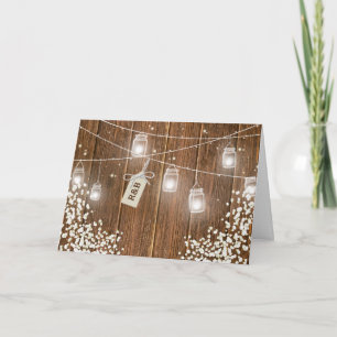 Mason Jar Rustic Babys Breath Evening Reception Invitation