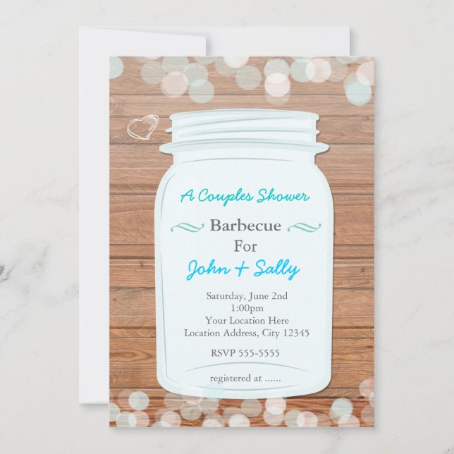 Mason Jar Rustic Bridal Engagement Couples Shower Invitation (Front)
