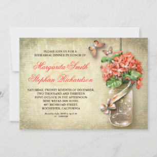 mason jar rustic burlap rehearsal dinner invites