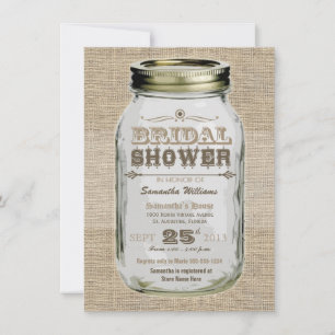 Mason Jar Rustic Vintage Look Bridal Shower Invitation