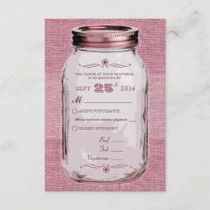 Mason Jar Rustic Vintage Look Pink Custom RSVP