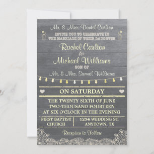 Mason Jar Rustic Wedding Invitation