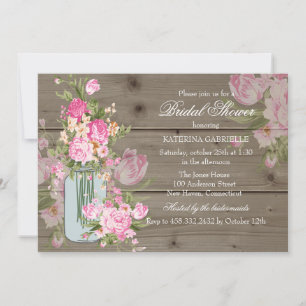 Mason Jar & Rustic Wood Bridal Shower Invite