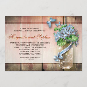 mason jar rustic wood rehearsal dinner invites