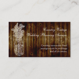 Mason Jar Stamp on Dark Wood Plank Business Card