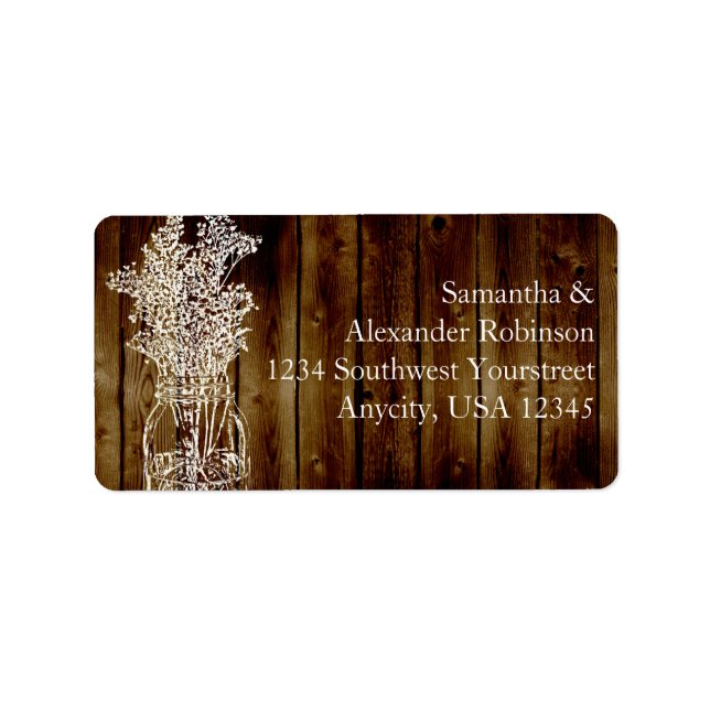 Mason Jar Stamp on Dark Wood Plank Label (Front)