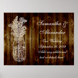 Mason Jar Stamp on Dark Wood Plank Poster
