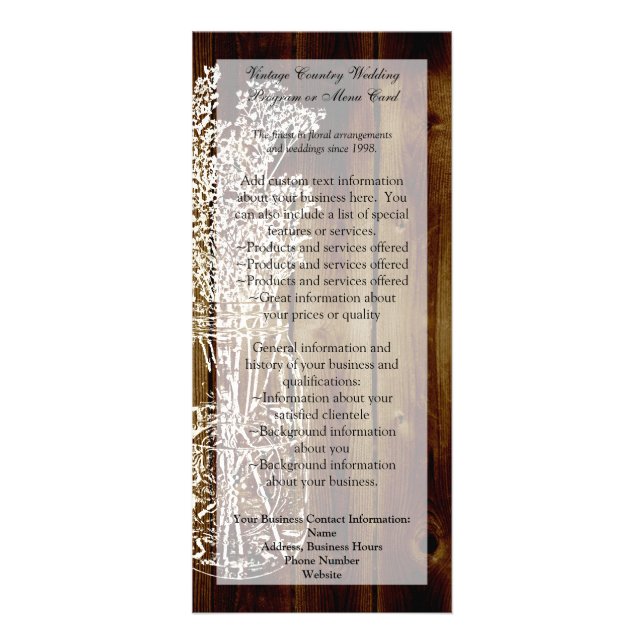 Mason Jar Stamp on Dark Wood Plank Rack Card (Front)