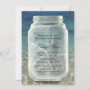 Mason Jar & Starfish Summer Beach Bridal Shower Invitation
