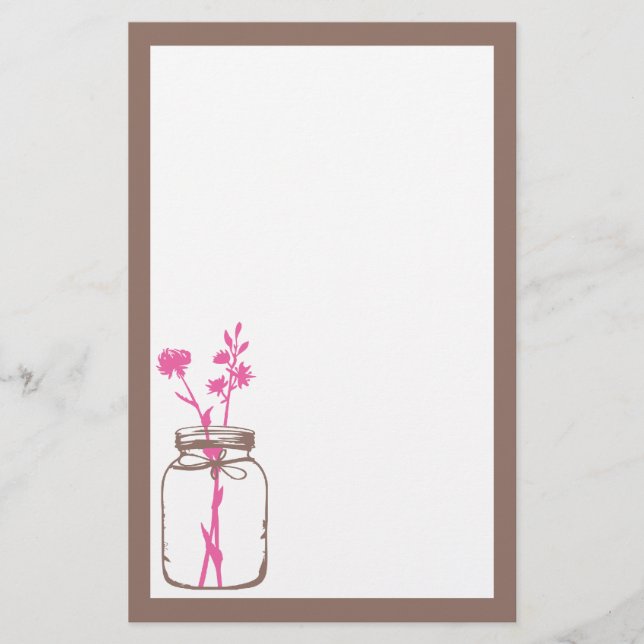 Mason Jar Stationery (pink) (Front)