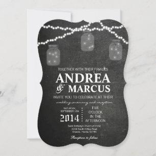 Mason Jar String Lights 5x7 Wedding Invitation
