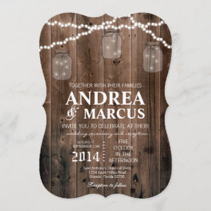 Mason Jar String Lights 5x7 Wedding Invitation