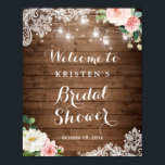 Mason Jar String Lights Floral Bridal Shower Sign<br><div class="desc">Mason Jar String Lights Floral Bridal Shower Sign Poster. (1) The default size is 8 x 10 inches, you can change it to a larger size. (2) For further customisation, please click the "customise further" link and use our design tool to modify this template. (3) If you need help or...</div>