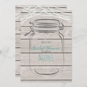 Mason Jar & String Lights Rustic Invitation