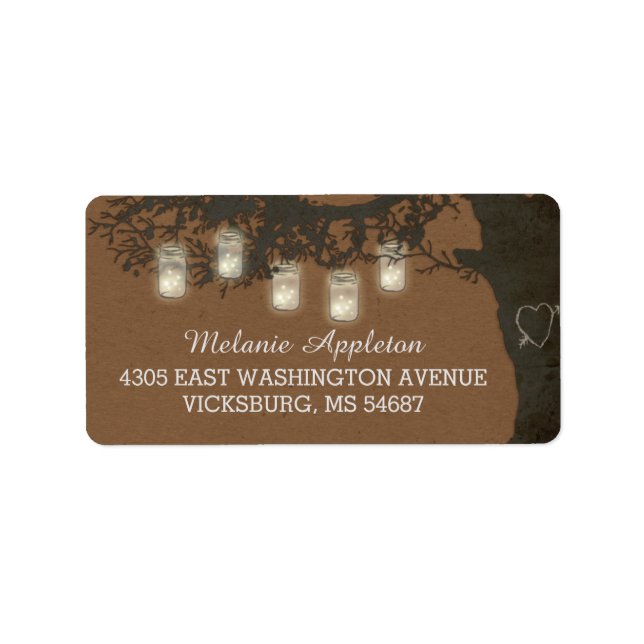 Mason Jar String Lights Tree Vintage Labels (Front)