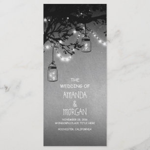 Mason Jar String Lights Tree Wedding Programs Programme