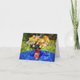 Mason Jar Summer Floral Bouquet Thank You Card