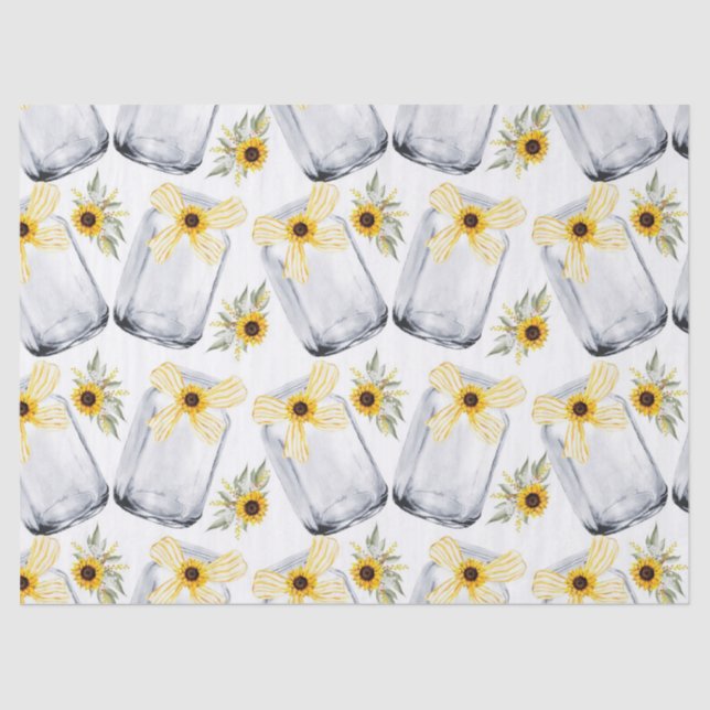Mason Jar Sunflower Rustic Flower Tissue Paper (Front)