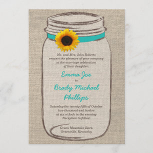 Mason Jar & Sunflower Wedding Invitation