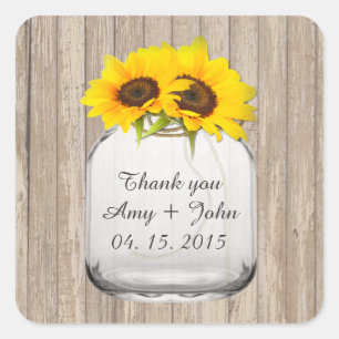 Mason jar sunflower wedding tags sunflwr6