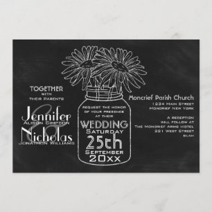 Mason Jar Typography Chalkboard Wedding Invitation