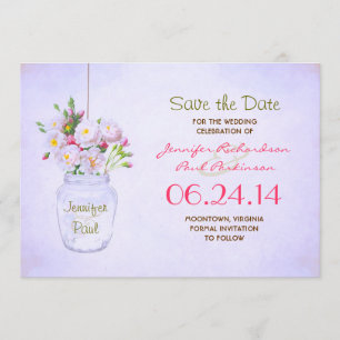 mason jar victorian flowers save the date