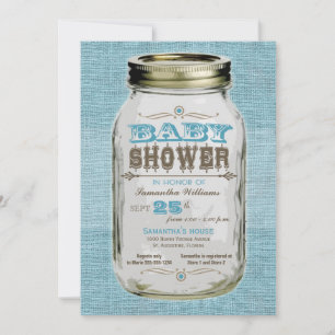 Mason Jar Vintage Look Boy Baby Shower Invitation