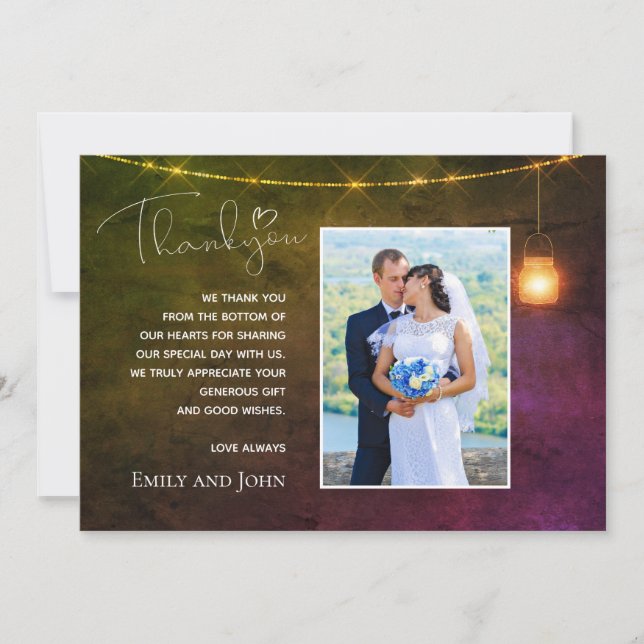 Mason Jar Warm Autumnal Colours photo Thank You (Front)