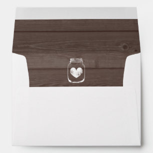 Mason jar wedding envelopes and wood grain liner