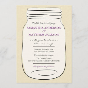 Mason Jar Wedding Invitation - Purple