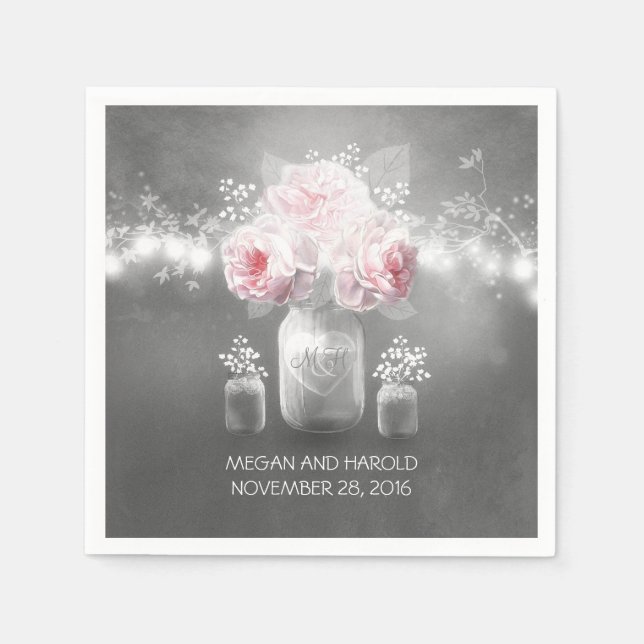 Mason Jar Wedding Napkin (Front)