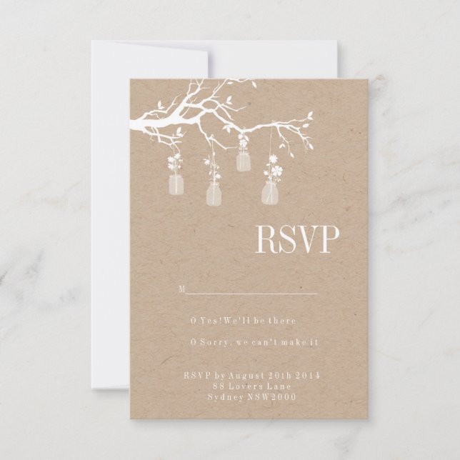 Mason Jar Wedding RSVP (Front)