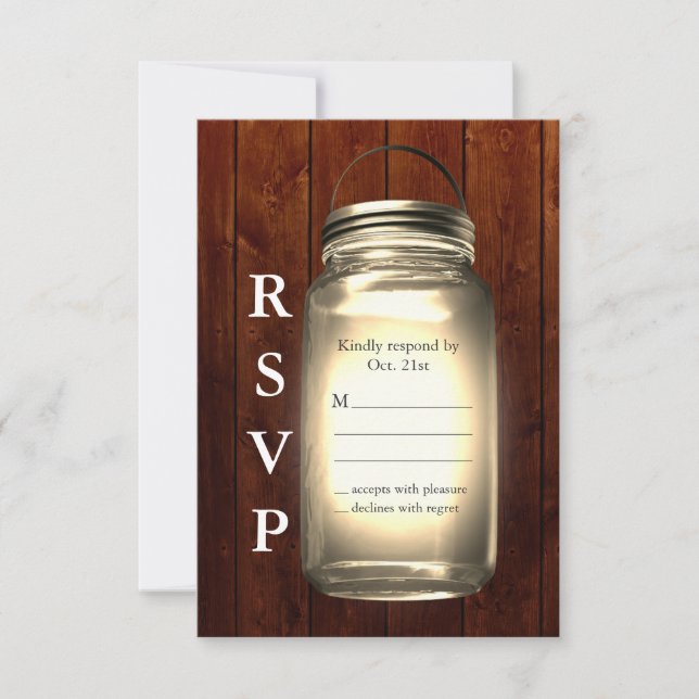Mason Jar Wedding RSVP (Front)