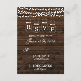 Mason Jar Wedding RSVP Card